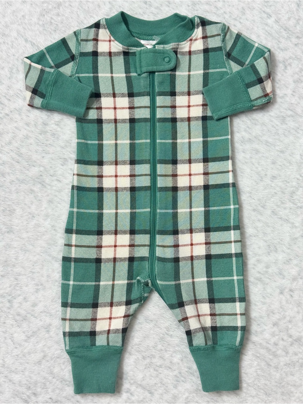 Hanna Andersson Green Plaid Zip Sleeper 0-3M Baby Organic Cotton Holiday Tartan